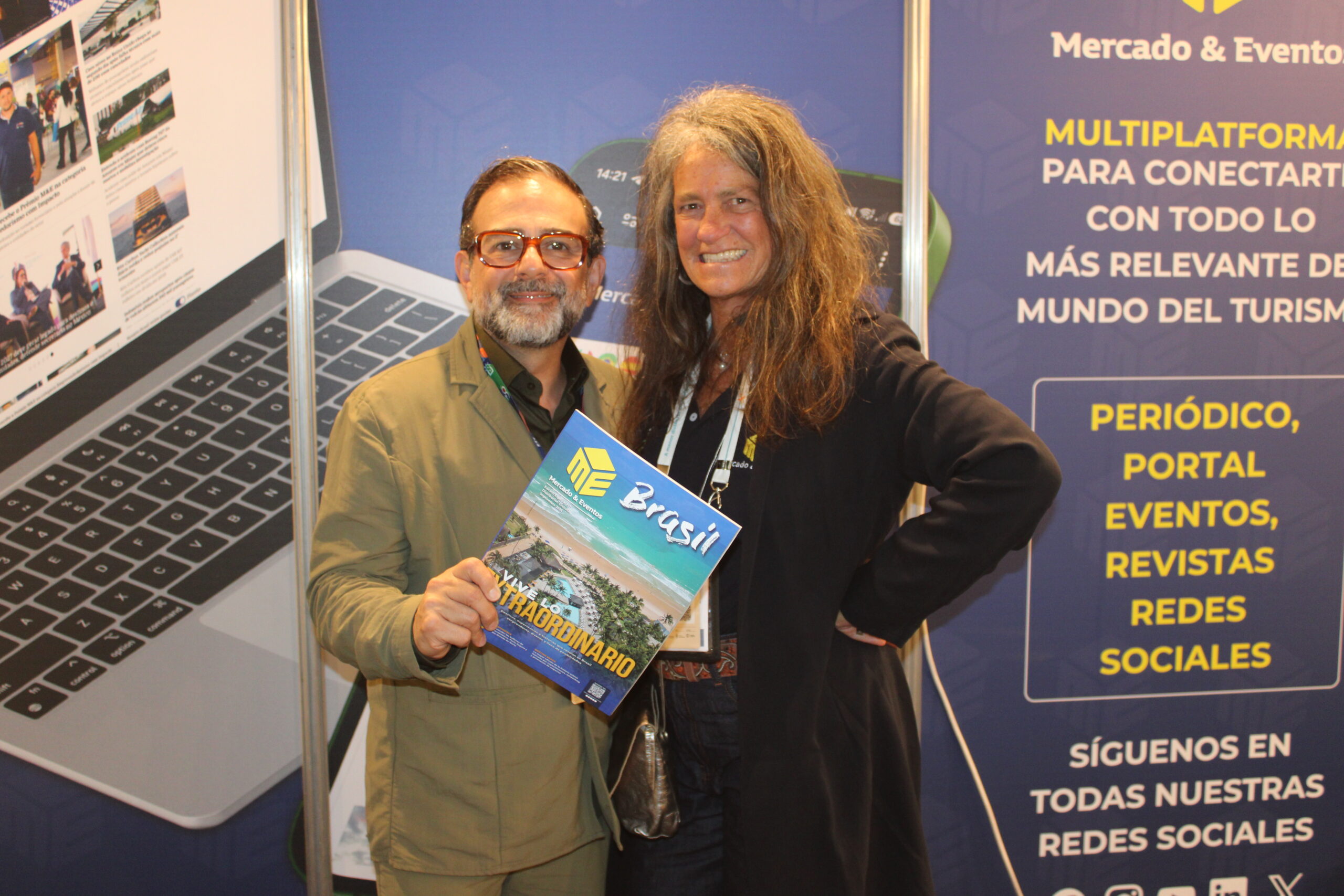 Geninho Goes, da BNT Mercosul, com Mari Masgrau do M&E