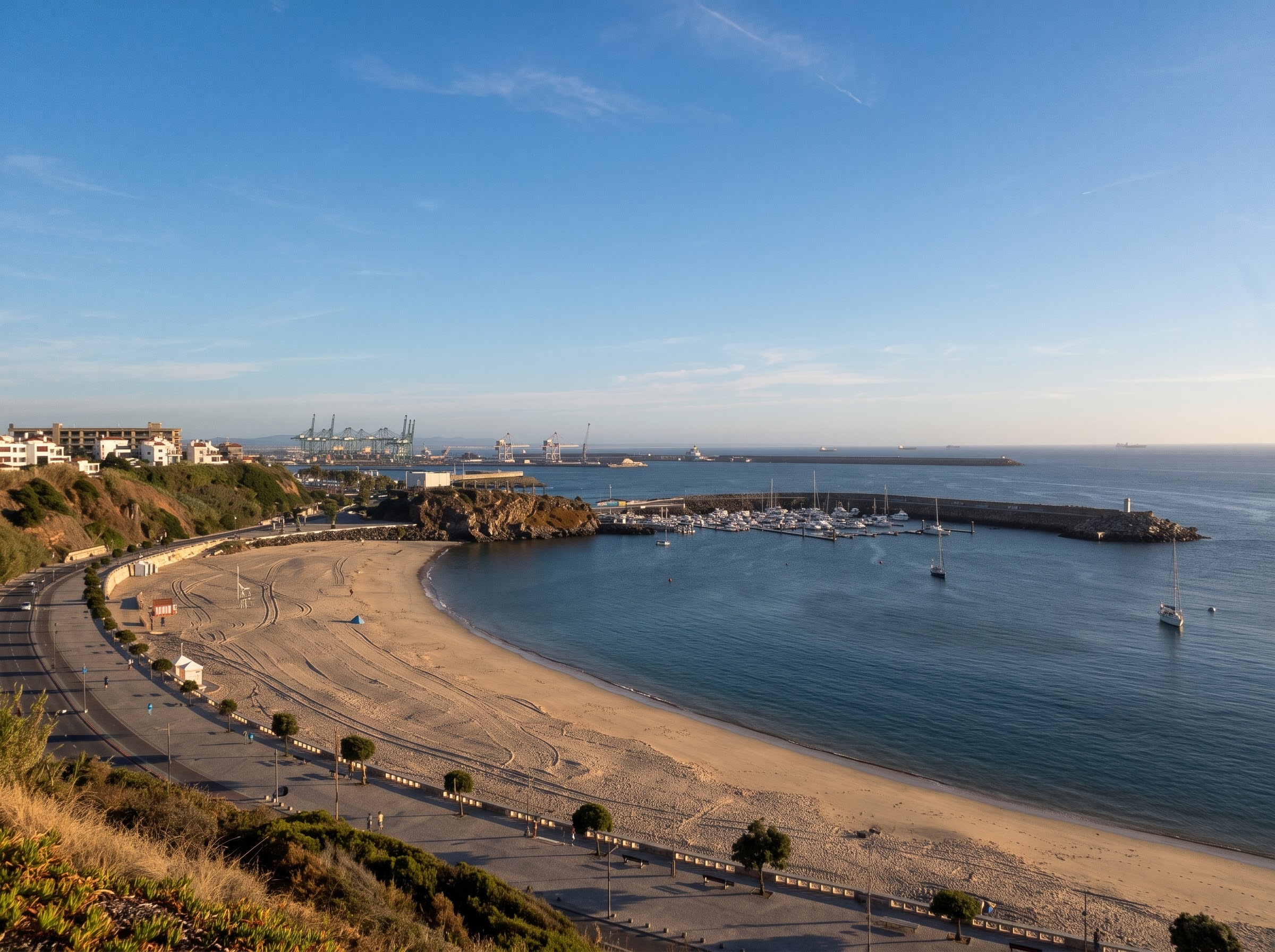 Do alto do Castelo é possível avistar um cenário que combina a costa atlântica, a cidade e a atividade marítima local