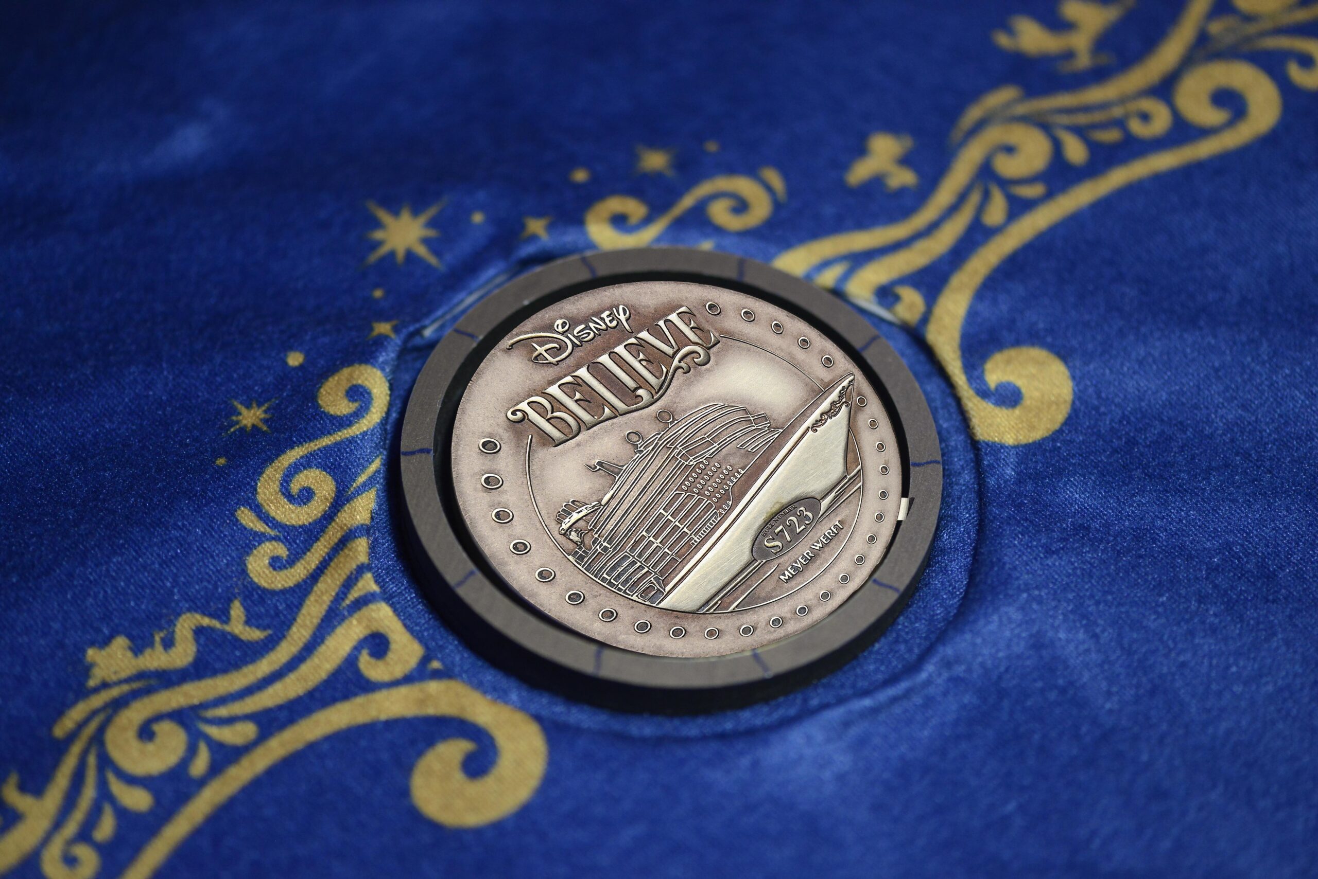 The Disney Believe reached yet another construction milestone - the keel laying ceremony. This longstanding maritime custom involves a specially crafted coin that is ceremoniously placed, temporarily, under the ship's keel. This tradition is said to bestow good fortune to the ship and its future crew before setting sail. (Robert Fieback, photographer)