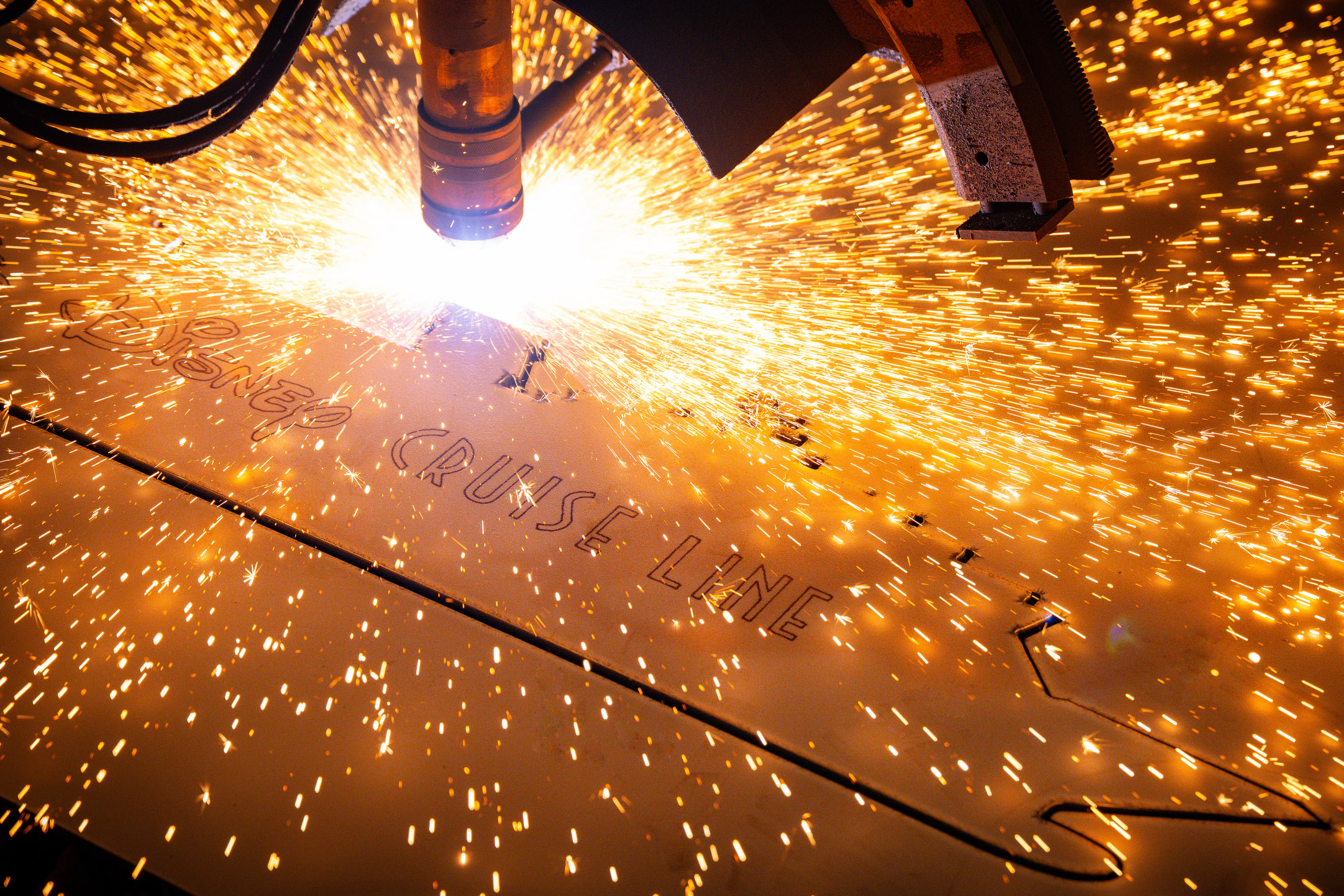 Disney Cruise Line celebrated the start of construction on the fourth ship in the Wish class with a steel-cutting ceremony on August 8, 2025, at the Meyer Werft shipyard in Papenburg, Germany. (Robert Fiebak, Photographer) © Disney