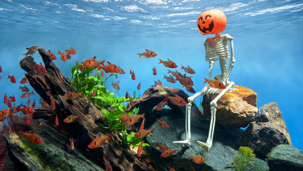 Halloween animal: polvo, lontras e capivaras ganham desafios ‘assustadores’ em aquário de SC halloween