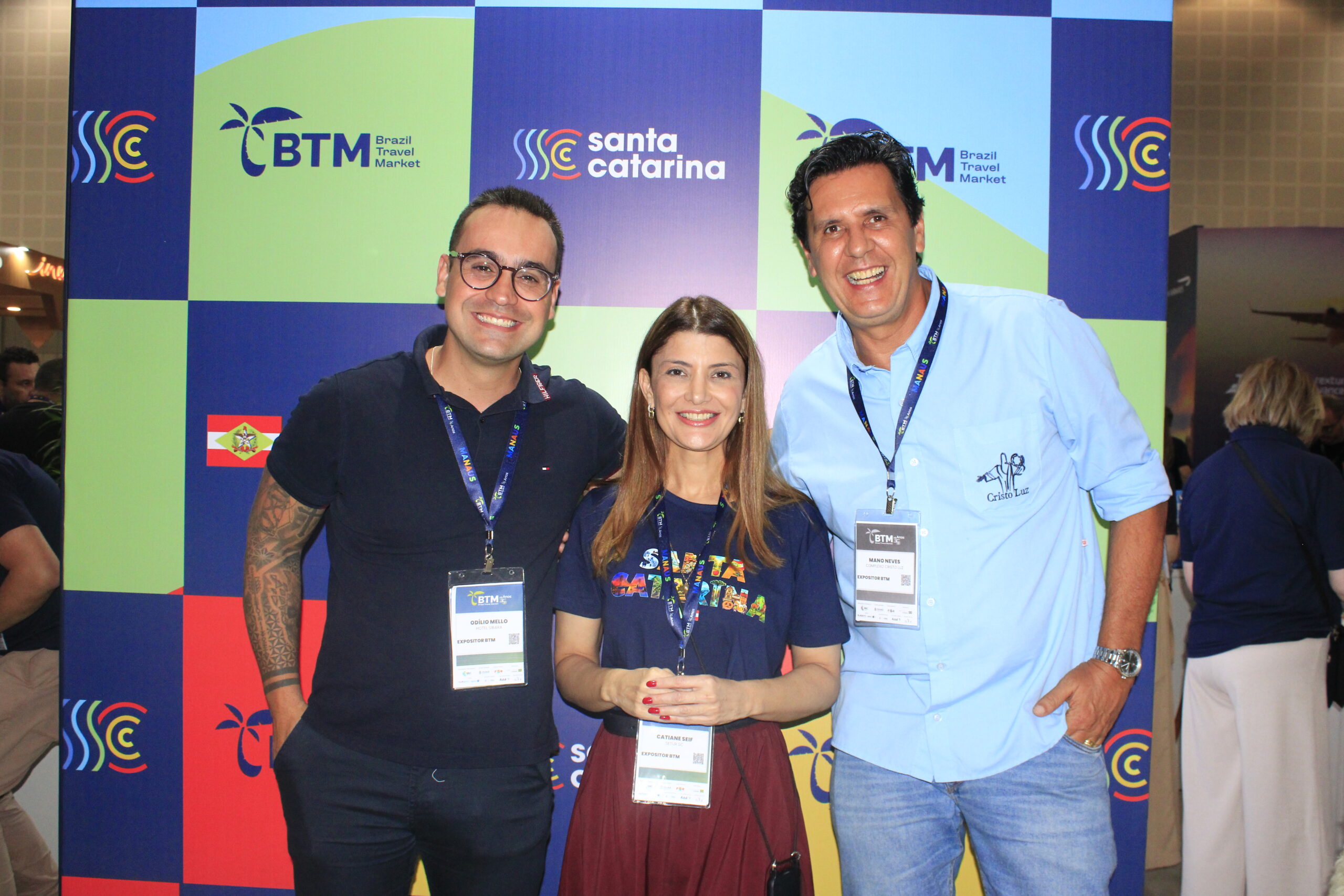 Odílio Melo, do Hotel Sibara, Catiane Seif, de Santa Catarina, e Mano Neves, do Cristo Luz